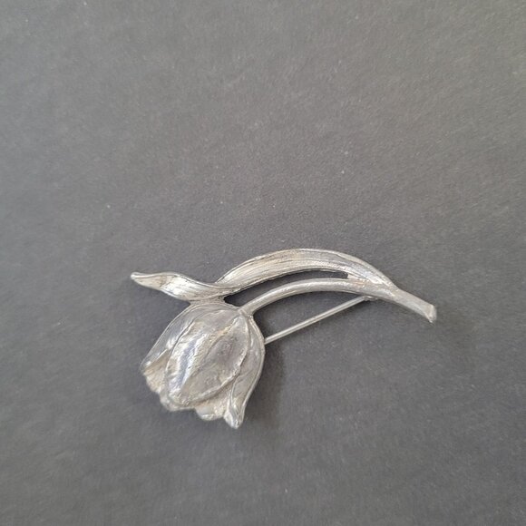 Vintage Silver Tulip Flower Brooch Pin - Picture 5 of 5